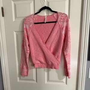 Anthropologie Coral V-Neck Sweater